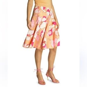 Banana republic tropical Floral Pink and Orange pastels pleated silk skirt 4